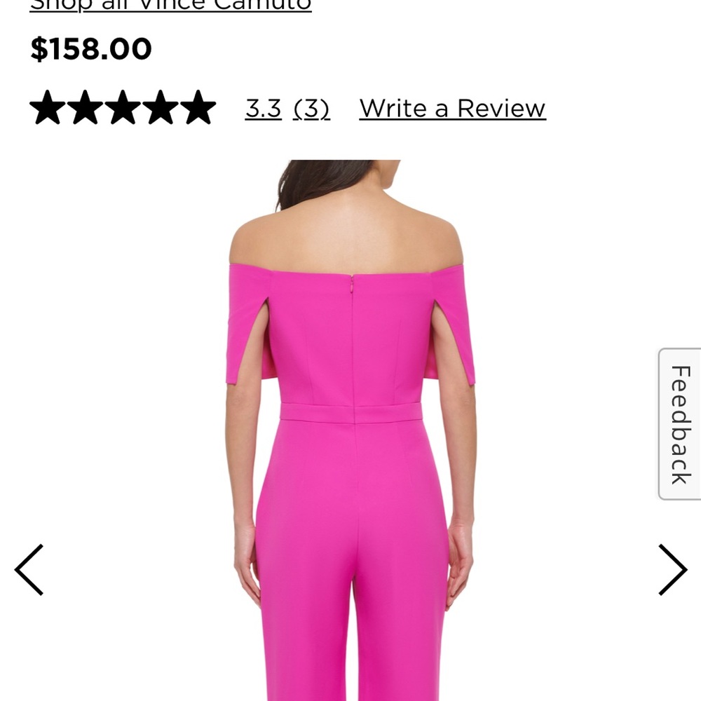Vince Camuto off shoulder pink jumpsuit.